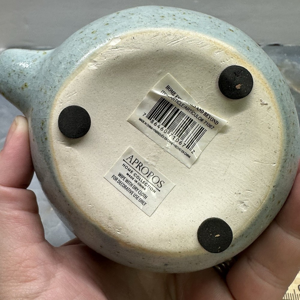 Blue Ceramic Figural Elephant Planter Trinket Dish Succulent Boho Matte