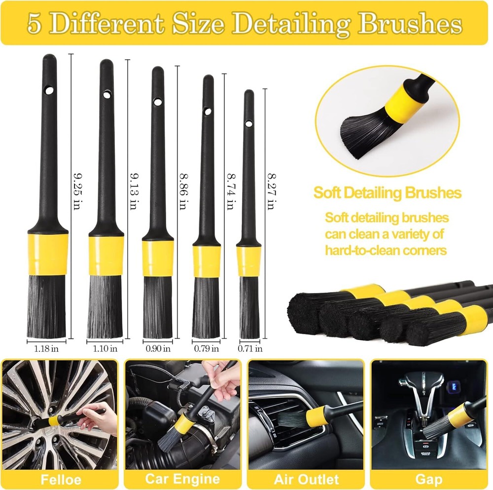 Complete 27-Piece Car Wash Kit with Multi-Surface Brushes & Accessories