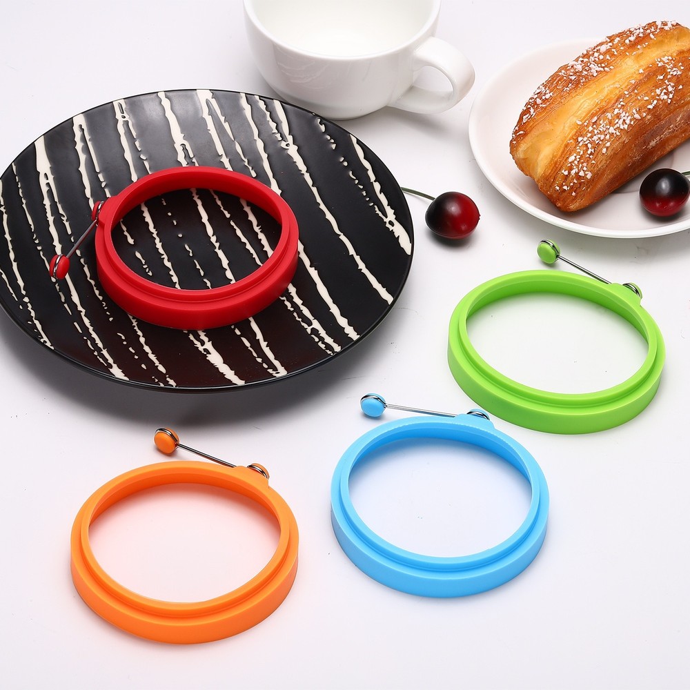 4 Pcs Round Egg Rings, Silicone Egg Pancake Rings Set, Green