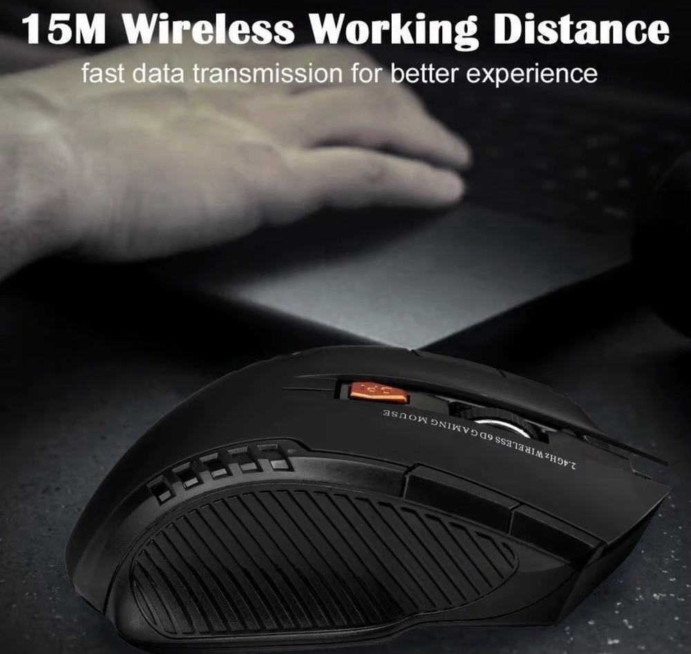 2.4GHz 6-Button Wireless Mouse – USB Receiver, Ergonomic Computer Mouse
