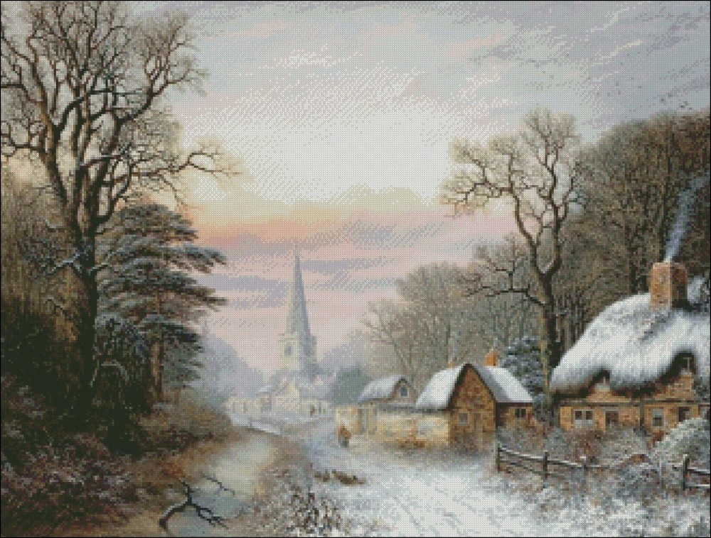 Winter Landscape - DIY Chart Counted Cross Stitch Patterns Needlework DMC