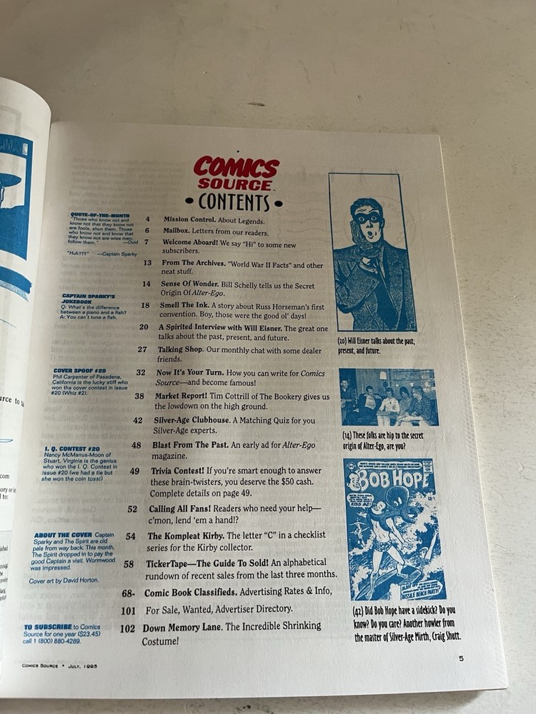COMICS SOURCE Magazine #22 JULY 1995 WILL EISNER Interview VF 8.0