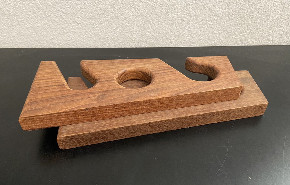 Solid Teak 3-Rod Storage Rack Holder Pair - Bertram Sea Ray Chris-Craft Wall