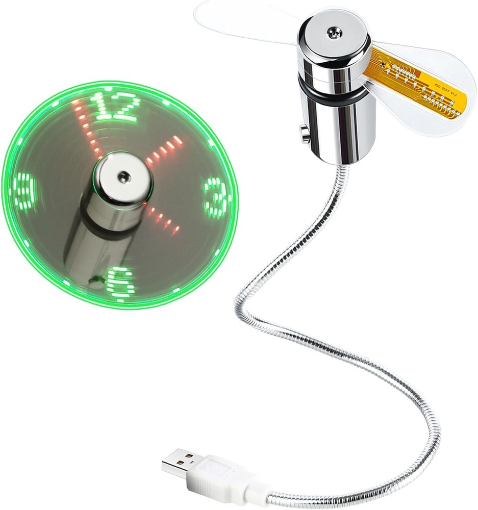 ONXE LED USB Clock Fan Display 1 Pack