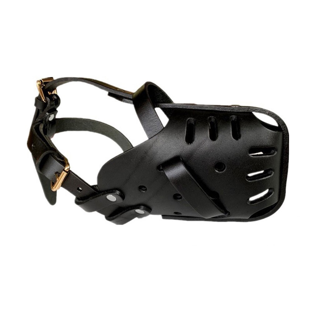 Leather Pitbull Dog Muzzle Doberman German Shepherd Secure Basket Adjustable ╏