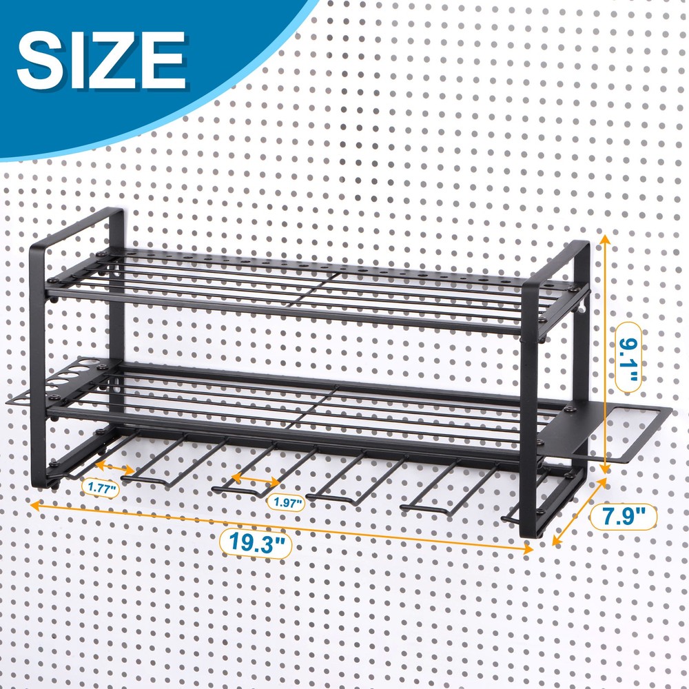 Power Tool Organizer 3 Layers 5 Drill Storage Racks Wall Mount Style Hooks