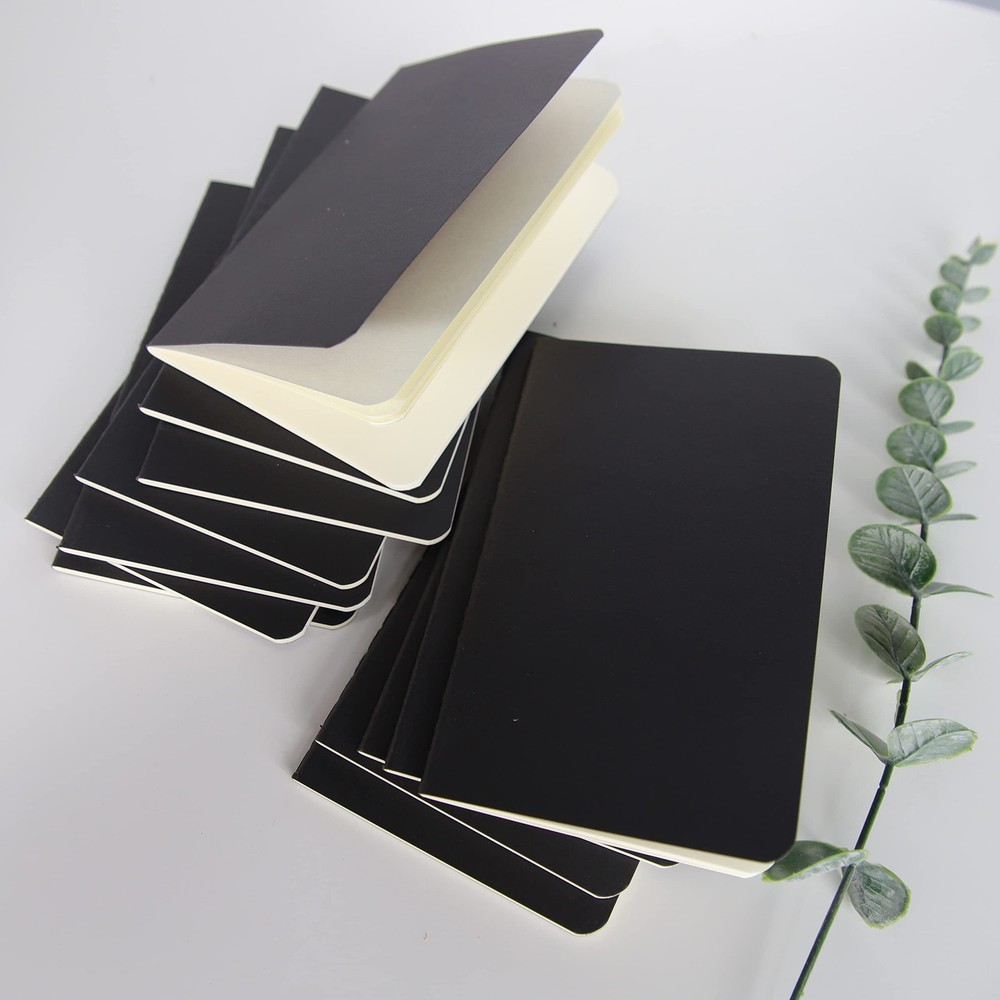 TWONE Pocket Notebook, 12 Pack Thin Cover Small Notebook for A6, Black