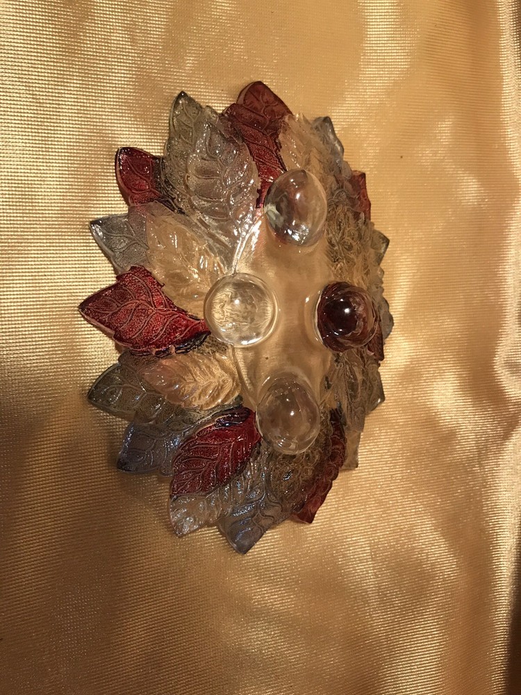 Depression glass multi color leaf dish- Gorgeous!