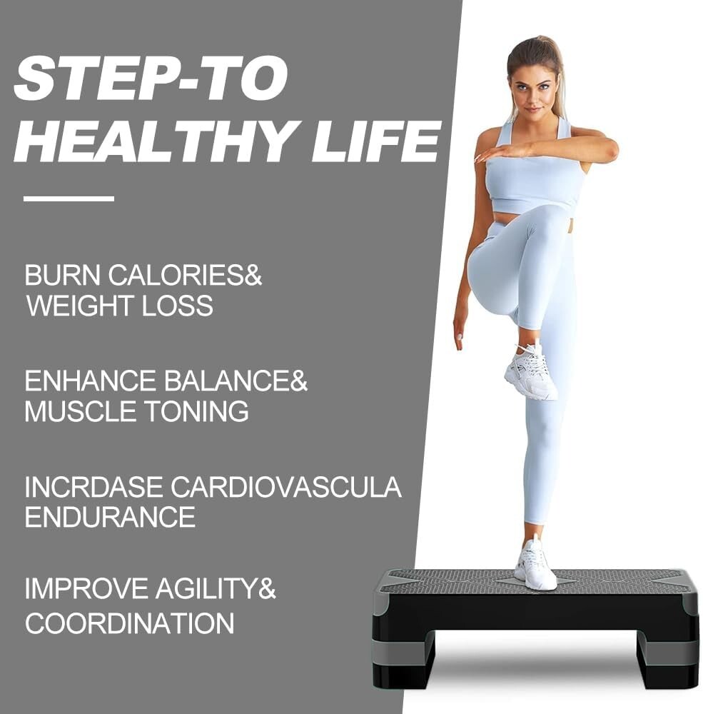 Aerobic Exercise Step, Adjustable Aerobic Stepper for Exercise, Workout Step ...