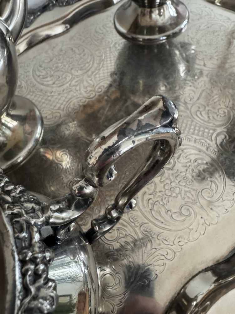 Birmingham 5 piece Tea set Silver on copper