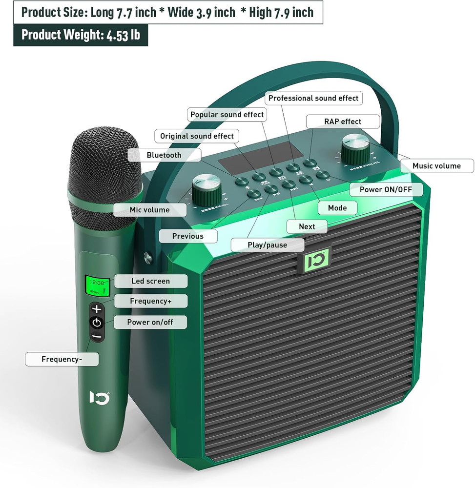 50W Bluetooth Voice Amplifier with Wireless Handheld Mic