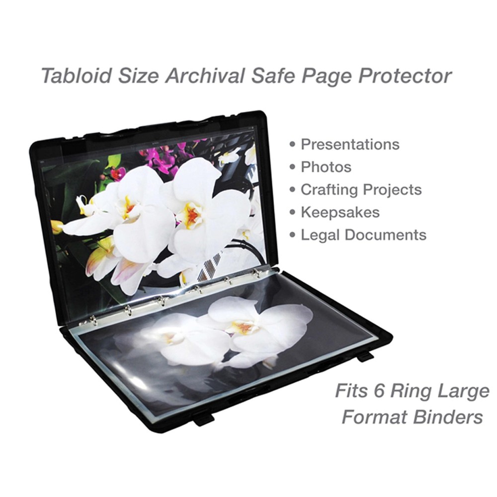 EnvyPak Tabloid Page Protectors, 6 Hole Punched (Large Format), Clear - Side ...