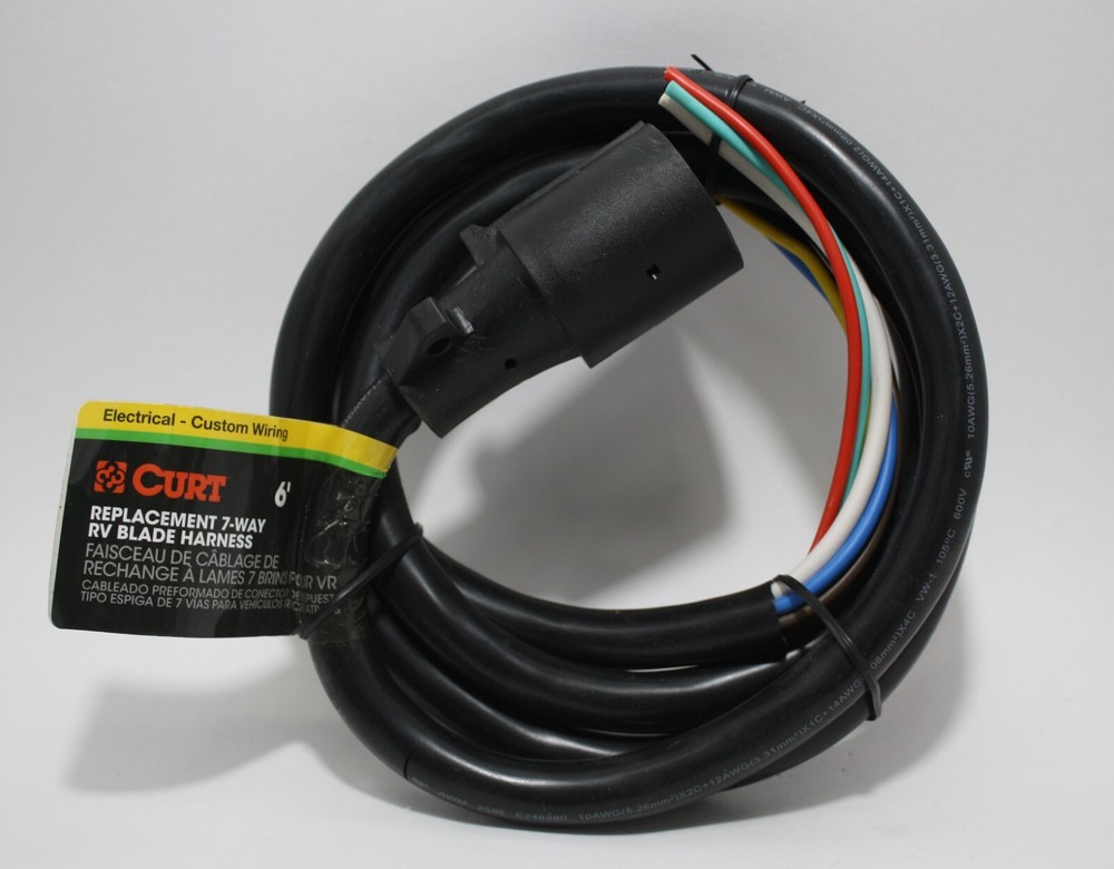 Curt 56601 Replacement 7-Way RV Blade Harness Plug 6 FT Trailer side
