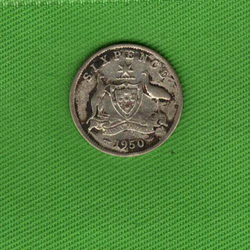 1950 AUSTRALIA SILVER SIXPENCE COIN