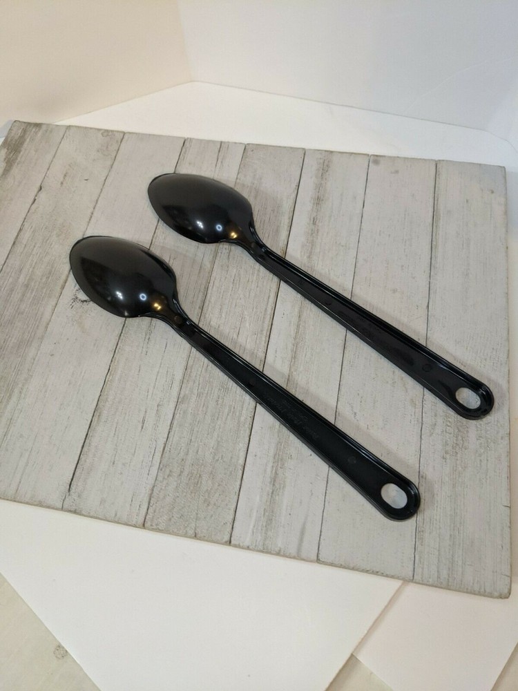 NEW Set 2 Tailor Made Products Black Nylon Plastic Solid Spoons 11 1/2" Basting