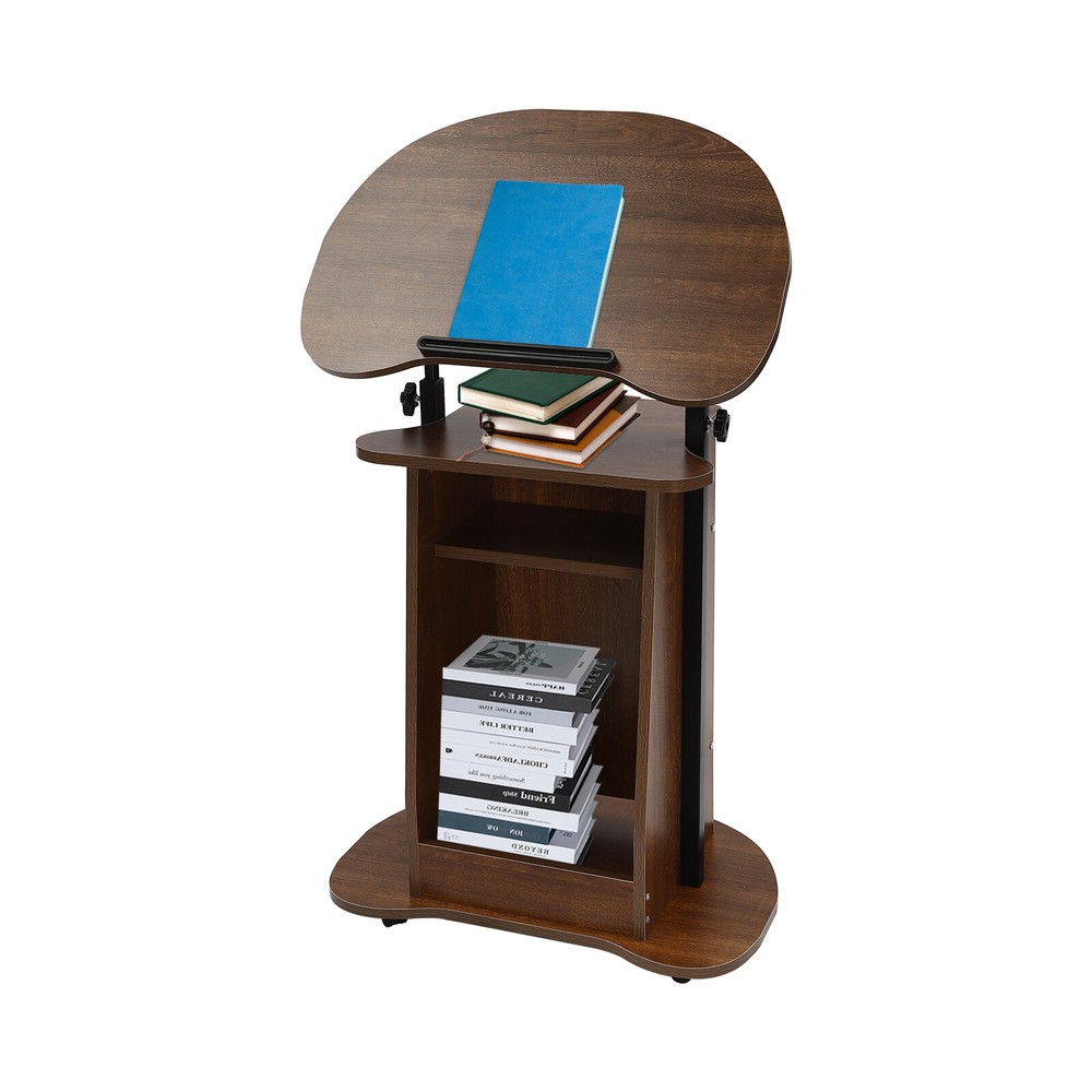 Height Adjustable Mobile Presentation Stand with Storage and Wheels