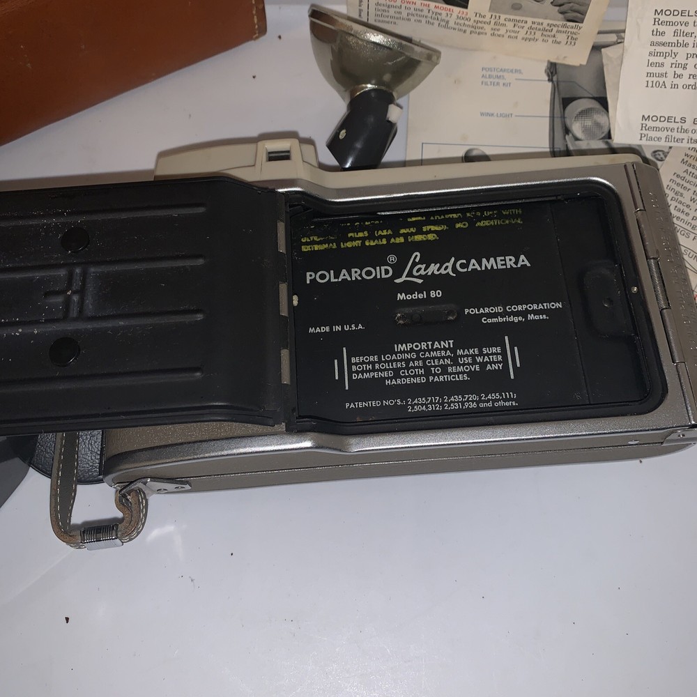 Polaroid Highlander Camera Model 80A Camera w/ Case, ++UNTESTED AS IS For Parts