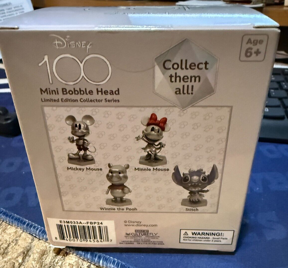 MICKEY MOUSE---Disney 100th Anniversary Mini Bobble Head Silver
