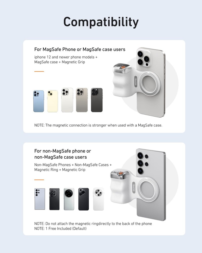 TELESIN Magnetic Phone Camera Grip for iPhone/Android Fun Shot