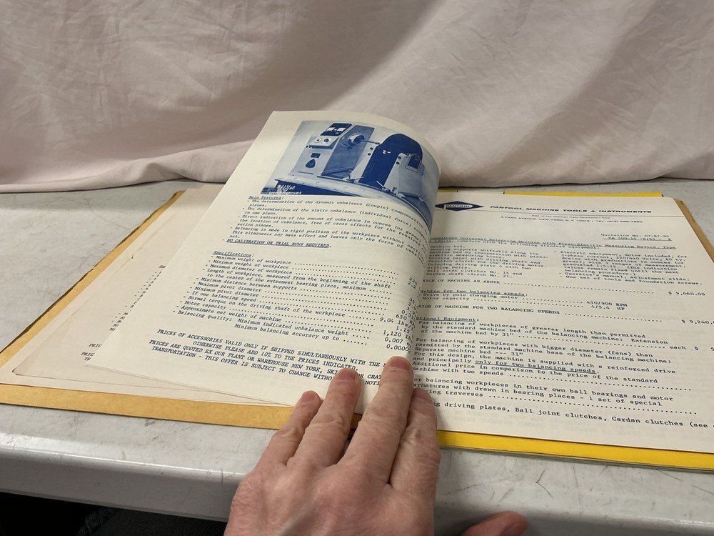 Pantool Machine Tools & Instruments Catalog Manual Balancing Machines