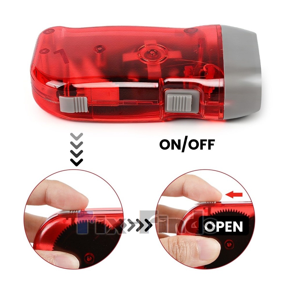 4x Hand Crank LED Flashlight Dynamo Pressing Flashlight Camping Emergency Torch