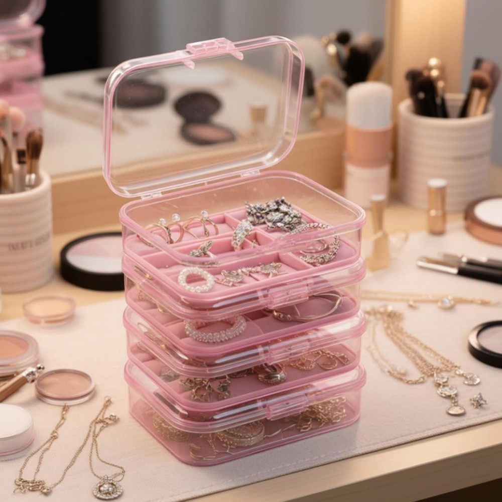 12 Pieces Mini Rectangular Plastic Boxes Empty Storage Organizer Containers w...