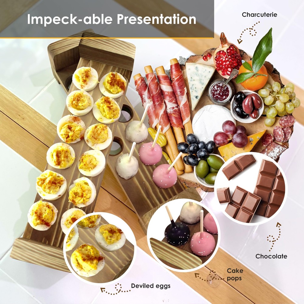 Expandable Stackable Wooden Egg Holder Countertop for 24 Eggs, Rustic Kitchen...