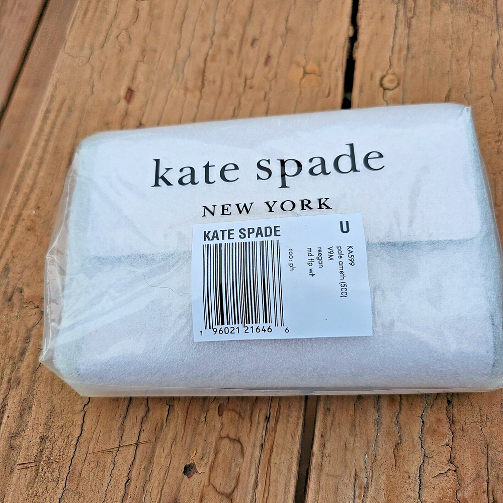 kate spade- REEGAN- Medium Leather Flap Wallet- Lt Amythyst- NWT- $199