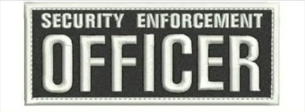 Security enforcement officer embroidery patch 2x5 hook white.