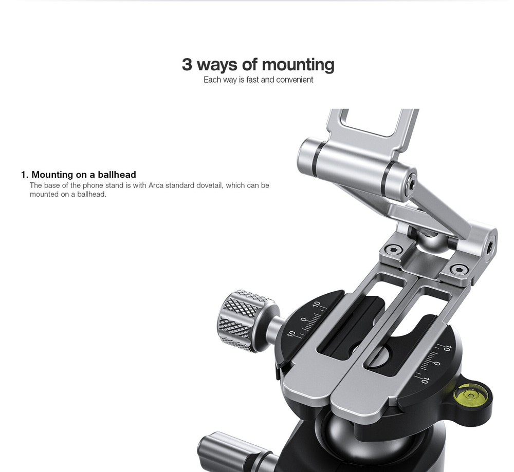 Leofoto PS-4 Foldable Multi-Functional Smartphone Clamp Silver