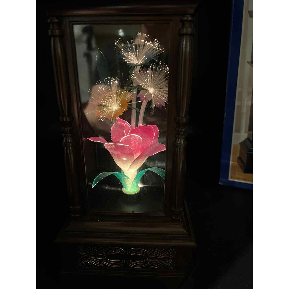 Vintage Optical Fiber Light with Clock Tabletop Grandfather Clock