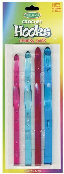 4 Pack Crochet Hooks (8mm, 9mm, 10mm, 12mm)