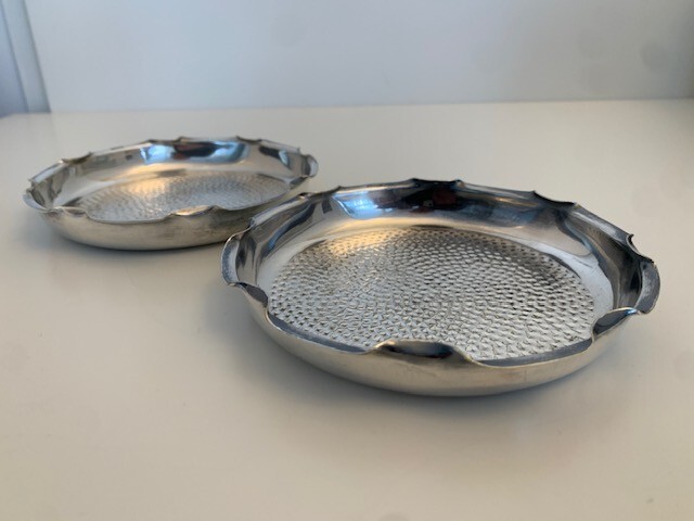 2 vintage silver plated bottle stands coasters