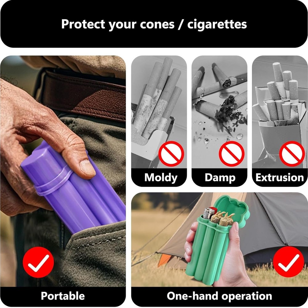 4-Hole King Size Pre-Roll Cone Holder Case (4 Pack), Cigarette Case 100S Size, P