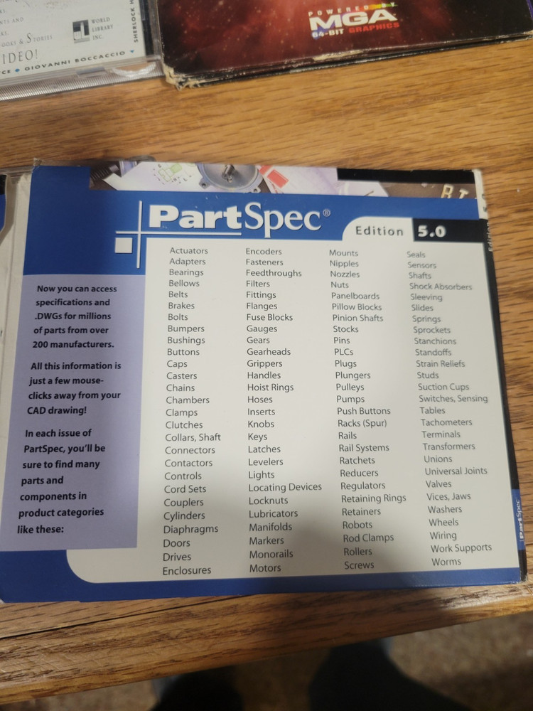 Vintage CD-Rom Software Windows virtual Basic, partspec, themes, Cad Blocks, Mor