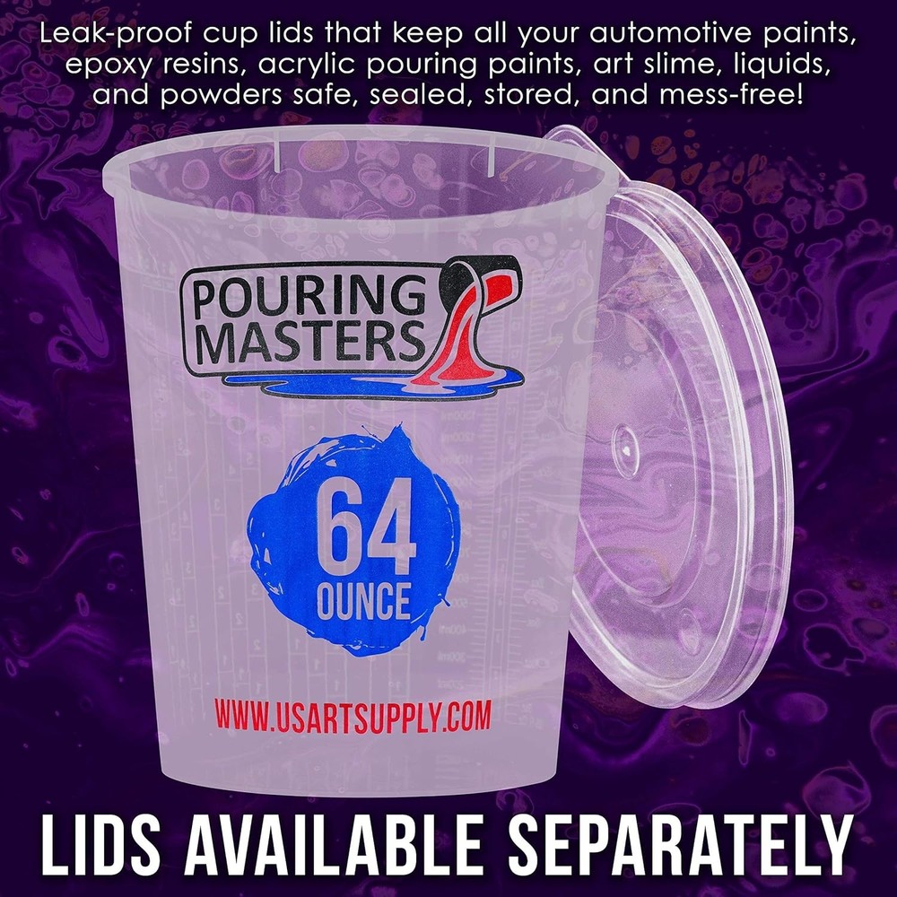 Box of 12 Clear Plastic Mixing Cups - 64 Ounce, Solvent Resistant & Stackable