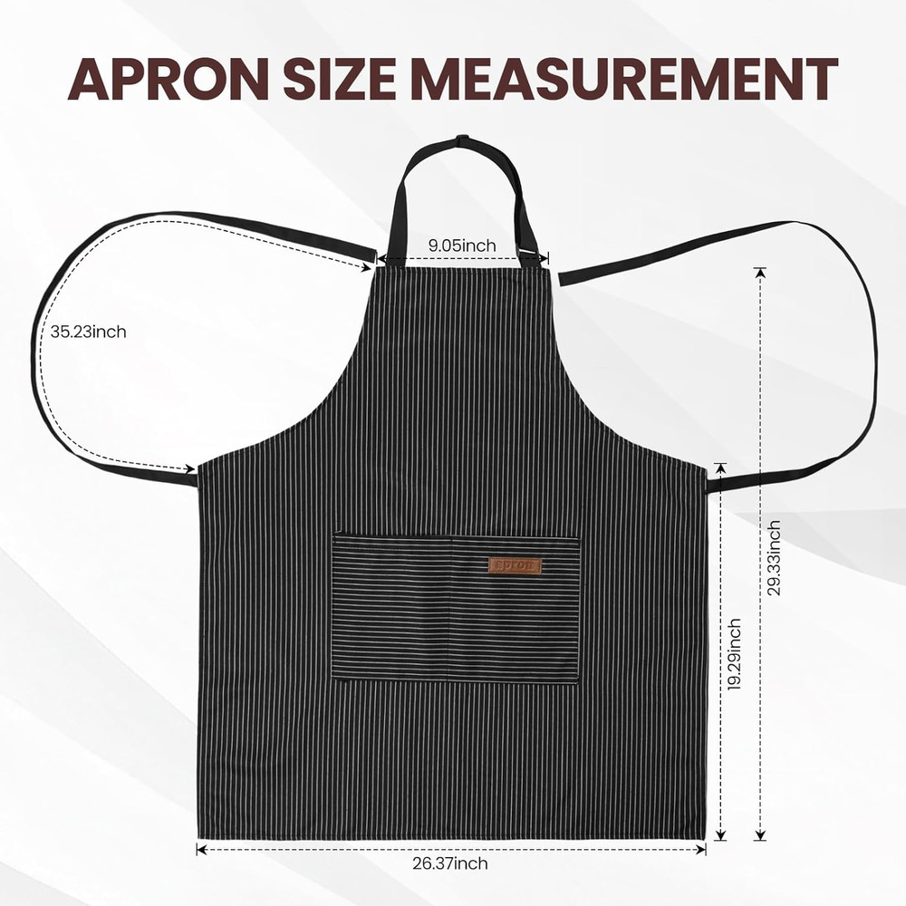 2 Pack Apron, Cooking Kitchen Aprons, Adjustable Bib Apron with 2 Pockets for Me
