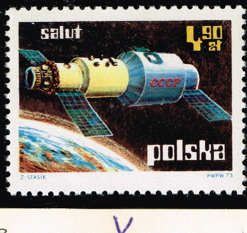 Poland Soviet Space Station Sallut stamp 1973 MNH
