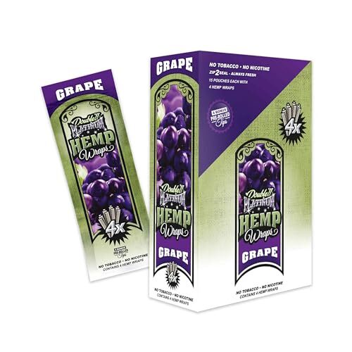 Double Platinum Wraps - Grape - 15 Pack Display - (4 Wraps/Tips Per Pack)