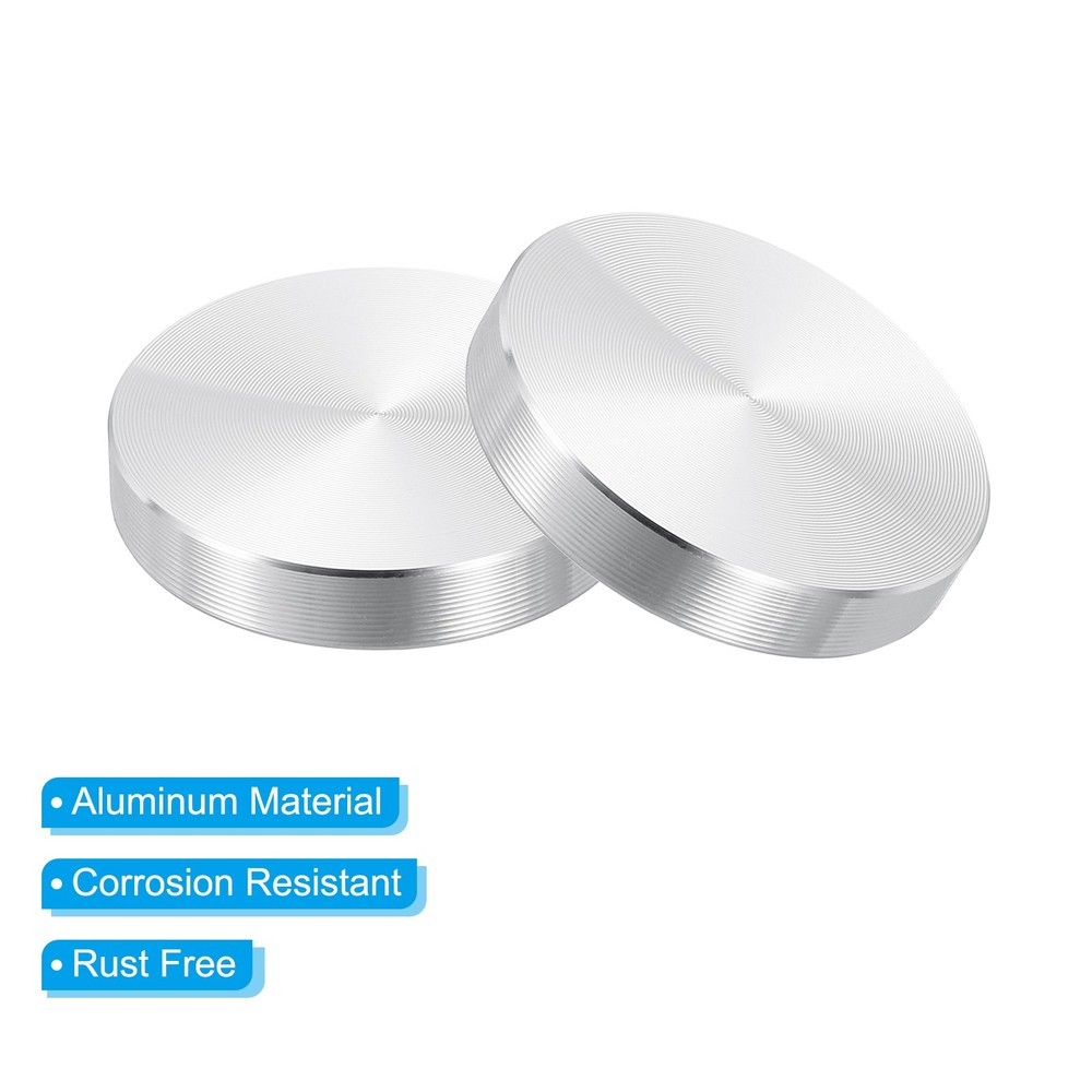 40mm Round Shape Aluminum Disc, 6 Pack M8 Thread Hardware Aluminum Disc, Silver