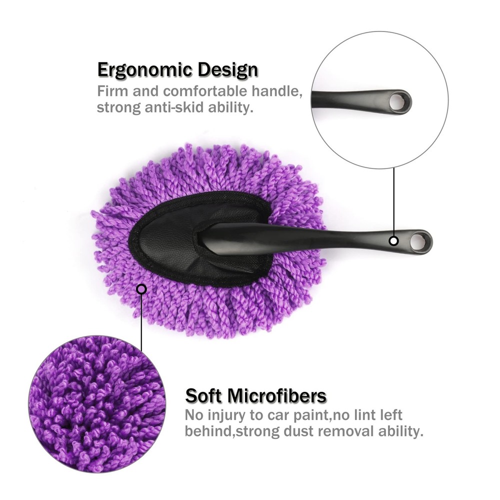 Amiss 2 Pack Mini Microfiber Car Dash Duster Brush, Multi-Functional Car Clea...