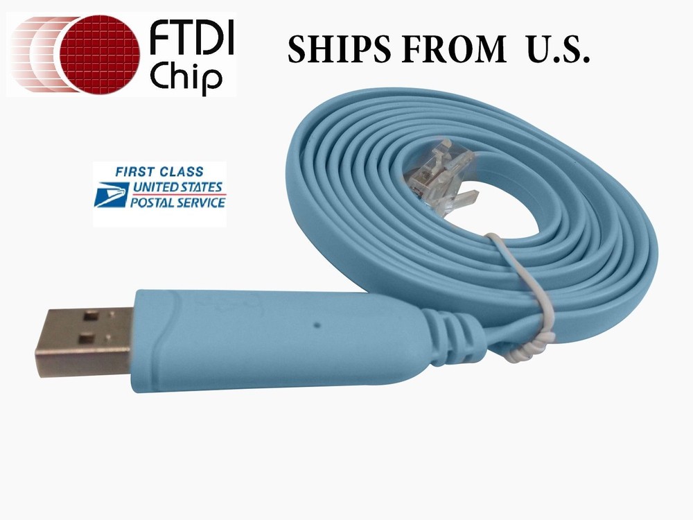 Cisco Console Cable  USB RJ45 6ft  FTDI Chip Win 7 Win 8  MAC Linux RS232