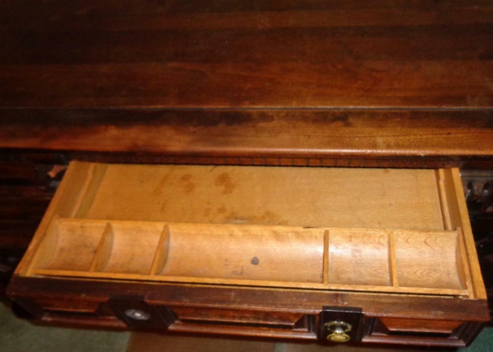 Antique Solid Walnut Partner Desk - EXQUISITE - AMAZING HISTORY - NEEDS TLC