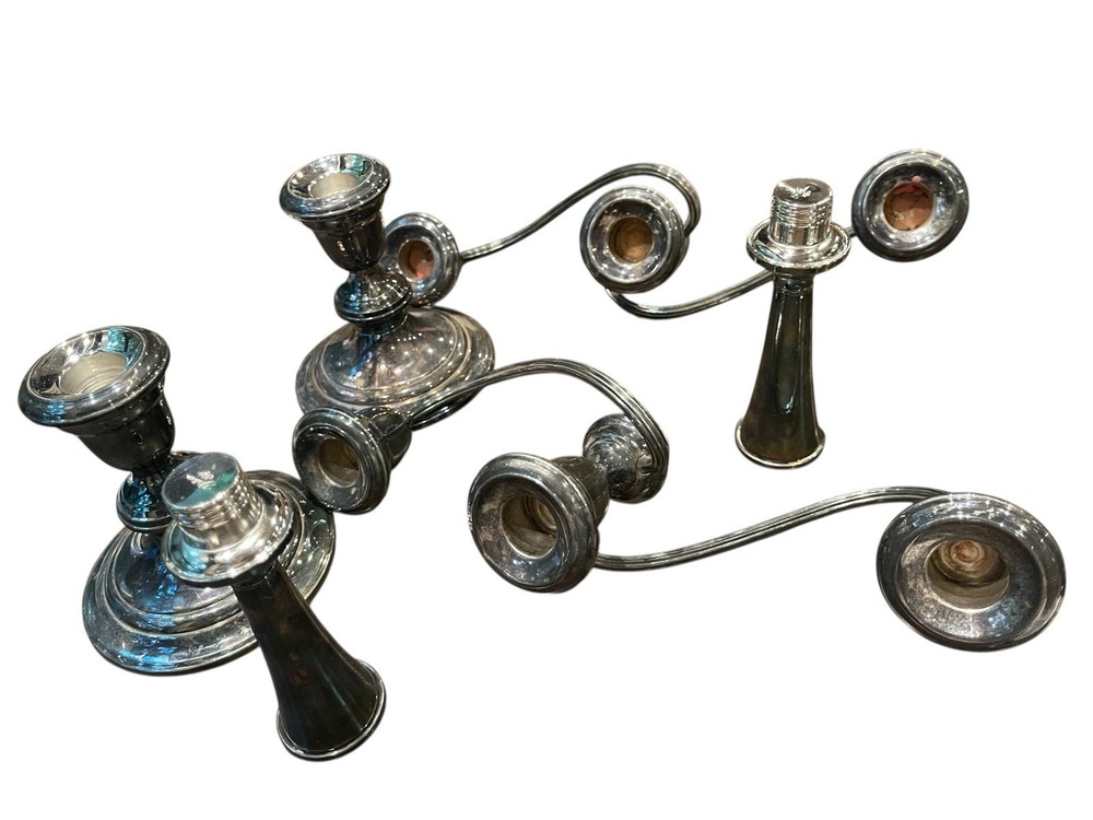 gorham silver Plated Convertible candlesticks pair Vintage