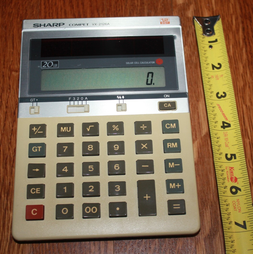 Vintage Sharp COMPET VX-2126A Solar Powered Calculator easel WORKS