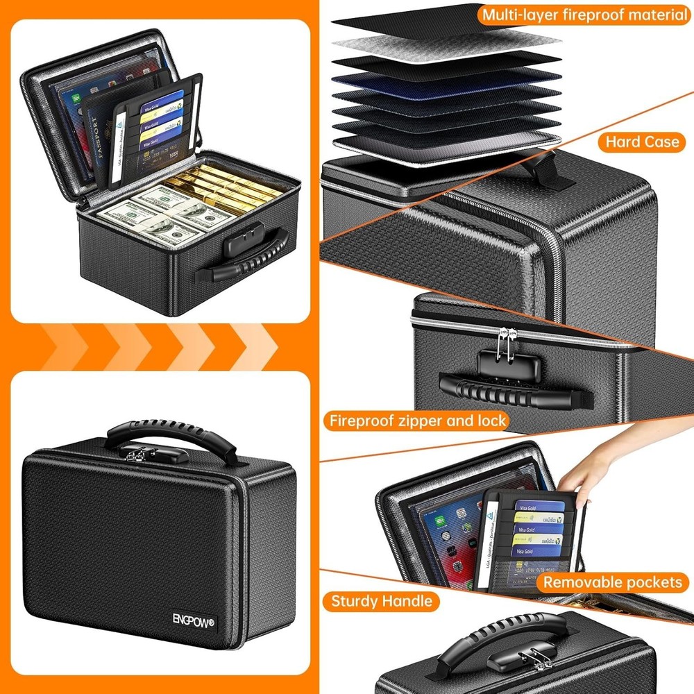 Advanced Fireproof Box for Documents & Valuables - Water-Resistant & Lightweight