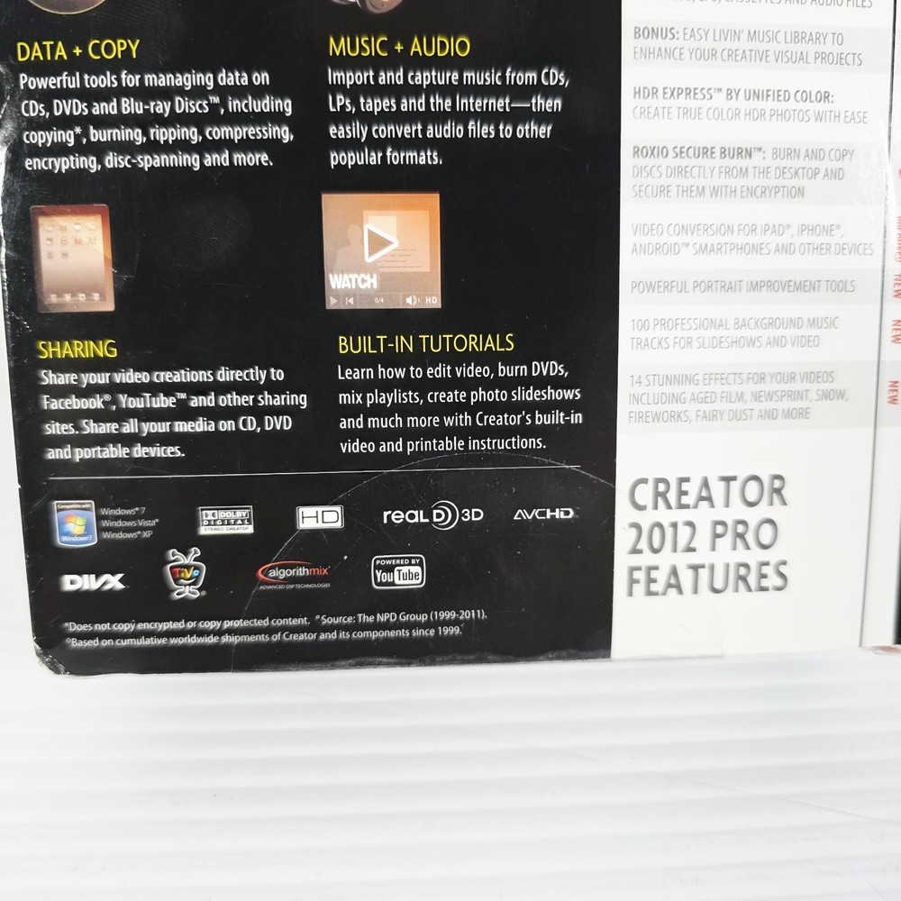 Roxio Creator 2012 Music- Photo Video Sharing Burning Software - Complete