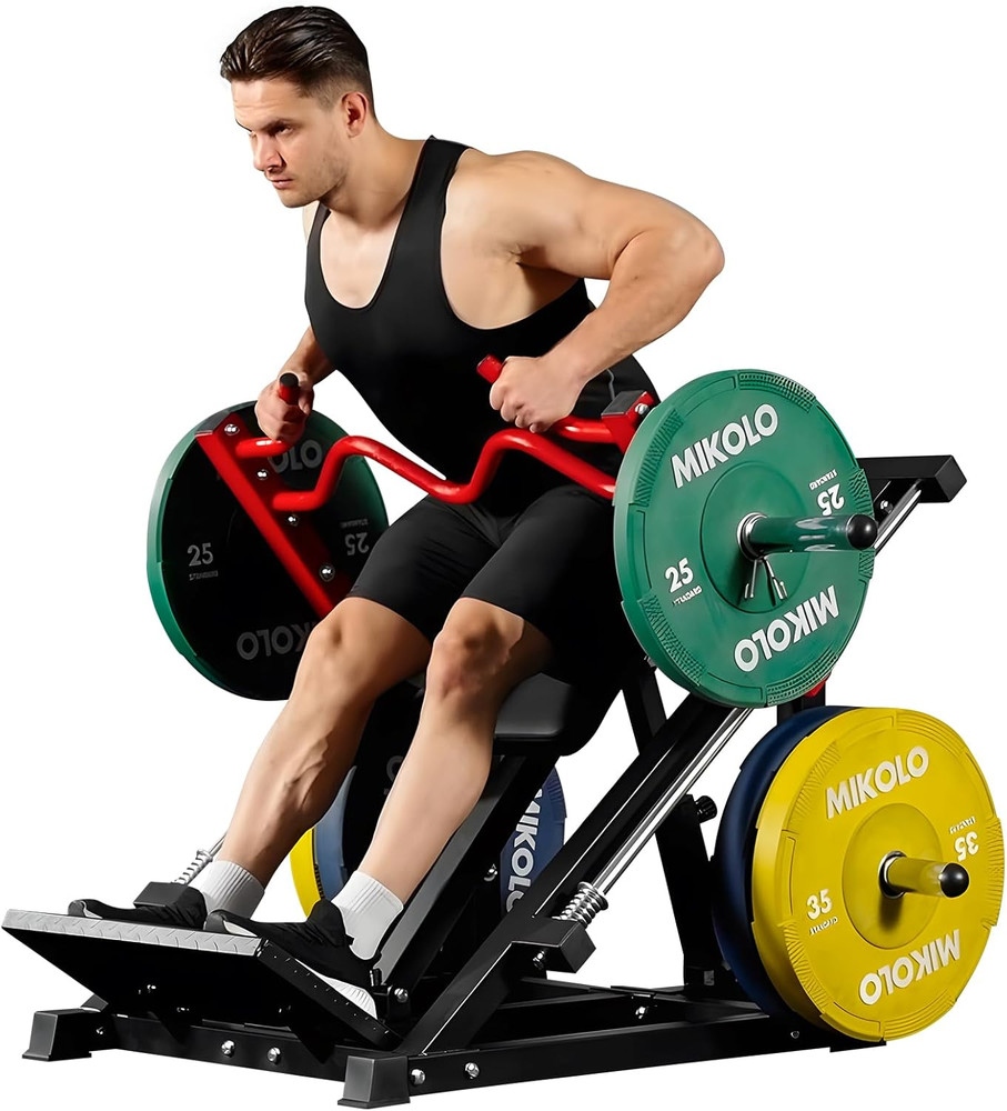 Mikolo Linear Row Machine, Back Workout Machine for Home Gym, Plate-Loaded Back