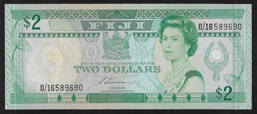 FIJI 2 DOLLARS 1988 P-87 UNC