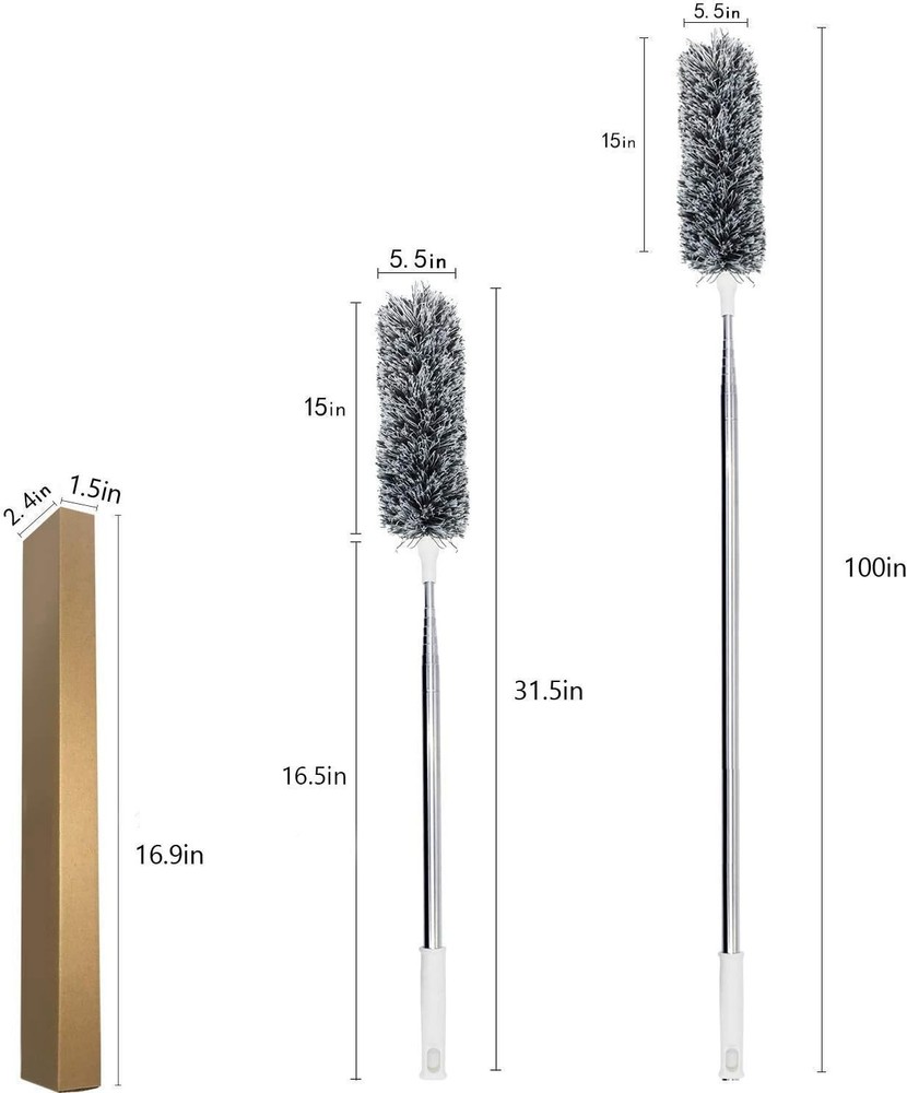Microfiber Duster with Extension Pole for Ceiling Fans Cobwebs Cleaning